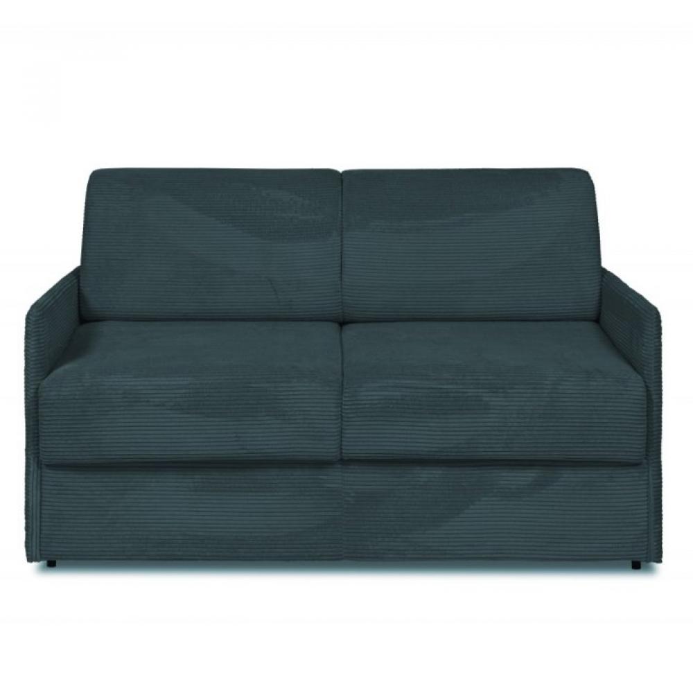 Canapé convertible EXPRESS BELLECOUR lattes 120 cm matelas 16 cm pieds métal noir tissu tweed twist crème