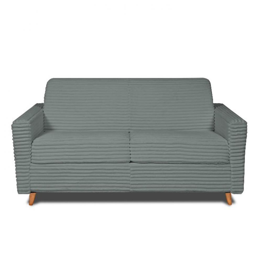 Canapé compact convertible avec tête de lit PLAZA matelas 16cm système express 160cm Tissu tweed gris Taupe