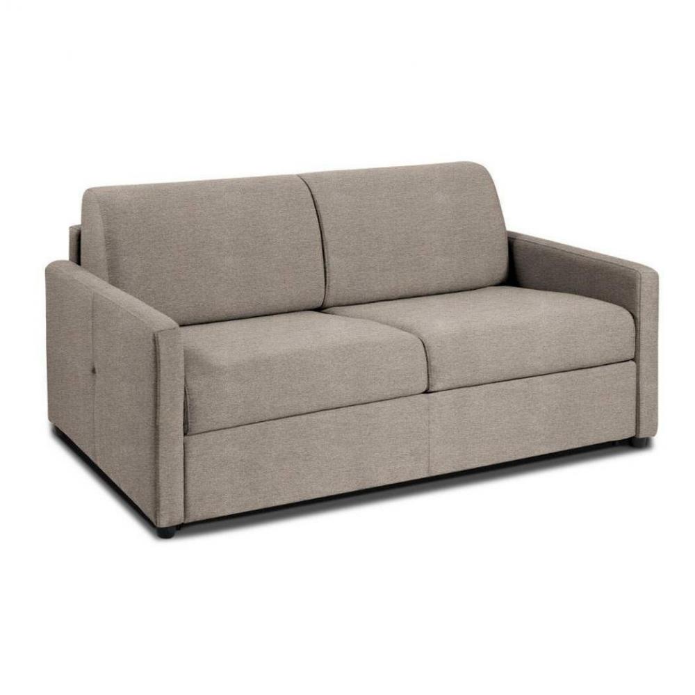 Canapé GRANDIOSE convertible CanapExpress matelas mémory 22 cm sommier lattes 140 cm tissu tweed twist gris anthracite