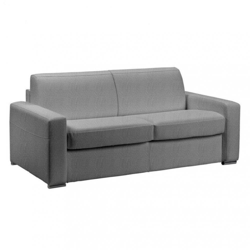 Canapé convertible EXPRESS 160cm GEMMA matelas 16cm dandy microtweed beige passepoil crème