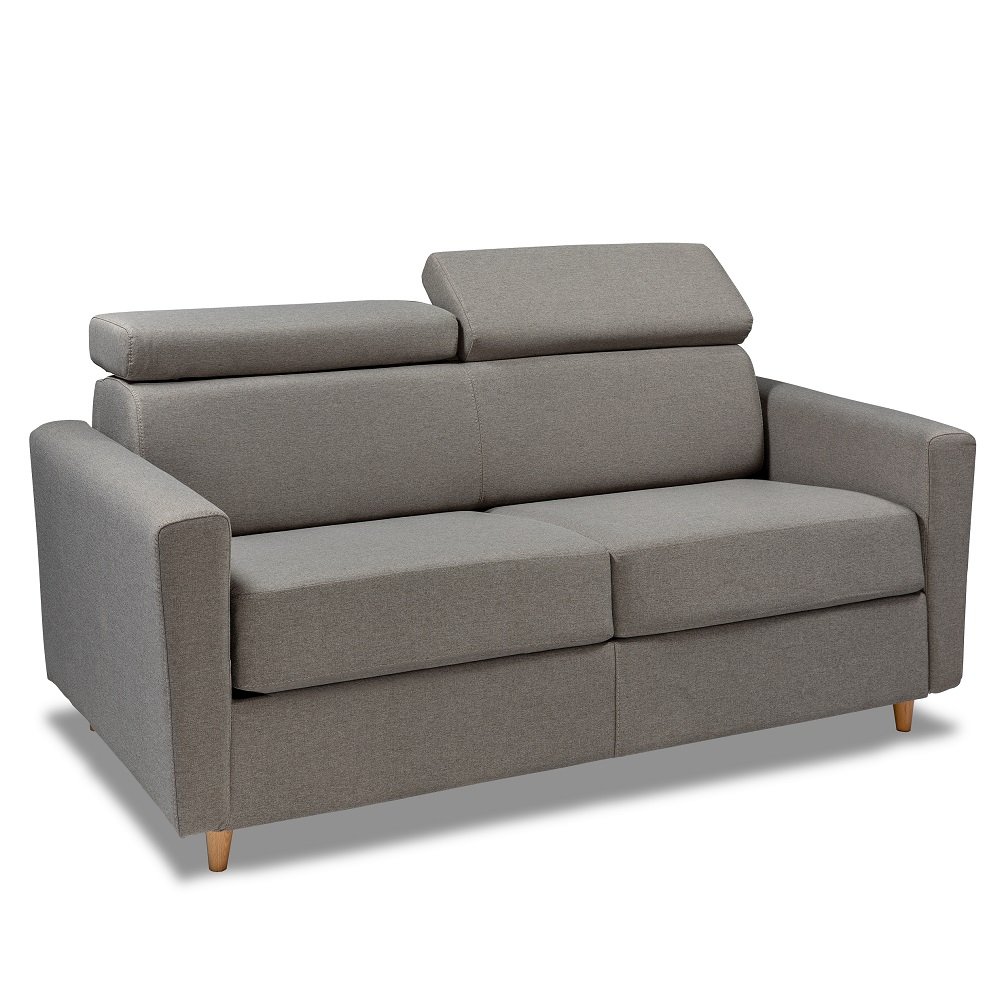 Canapé convertible express 120 MONCEAU matelas 20cm sommier métal Microfibre Antara gris éléphant