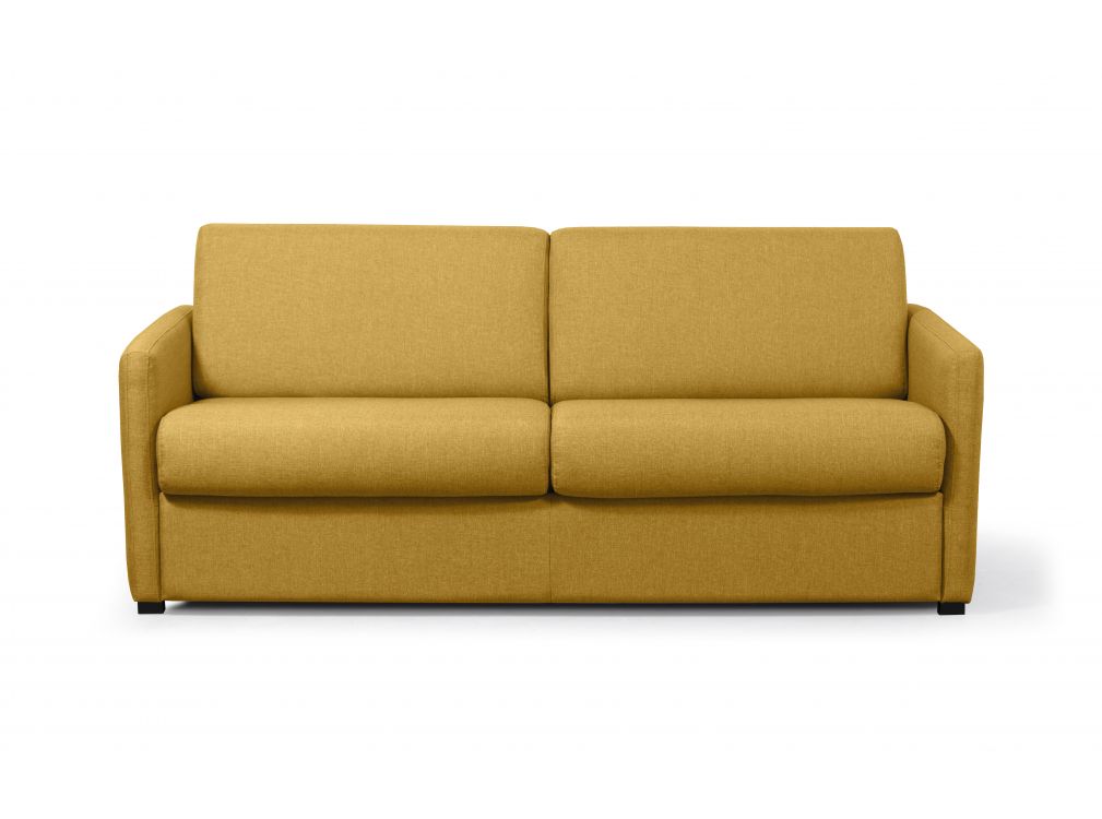 Canapé Convertible Express 3 places AGATHE couchage quotidien en tissu - Matelas épaisseur 13cm
