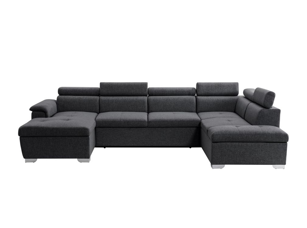 Canapé d'Angle Panoramique PAOLA Convertible en Tissu