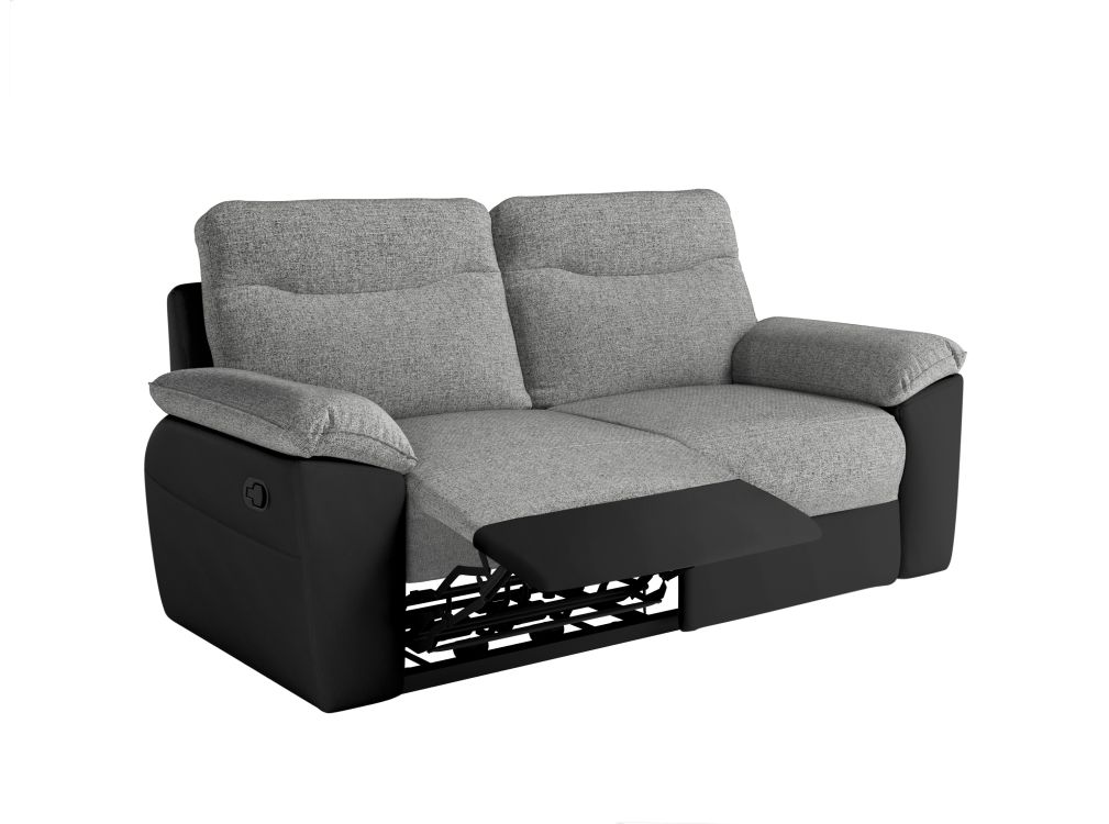 Canapé de relaxation manuel ROSS 3 places en tissu et simili