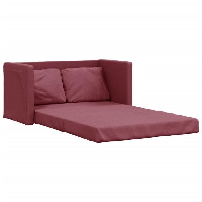Canapé-lit convertible - ZERODIS - Rouge bordeaux - 2 places - Tissu 100% polyester - Dimensions 112x174 cm