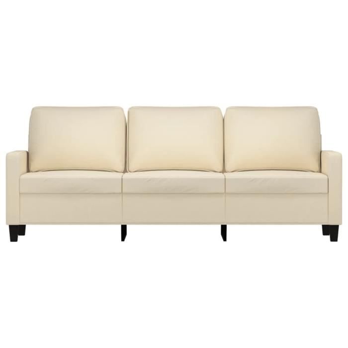 Canapé 3 places - ZERODIS - Crème - Tissu 100% polyester - Design contemporain - Confort moelleux