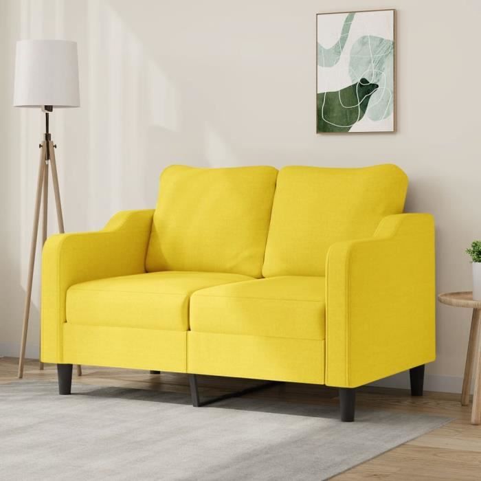 Canapé - ZERODIS - A359356 - 2 places - Jaune clair - Tissu 100% polyester