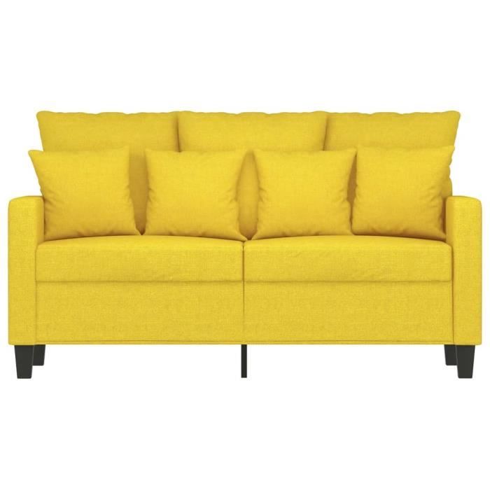 Canapé 2 places - ZERODIS - Jaune clair - Tissu 100% polyester - Dimensions 138x77x80 cm - Confort moelleux