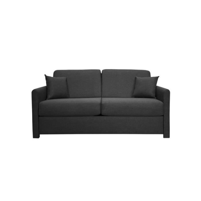 XENON Canapé convertible 3 places gris anthracite matelas Dunlopillo 140cm