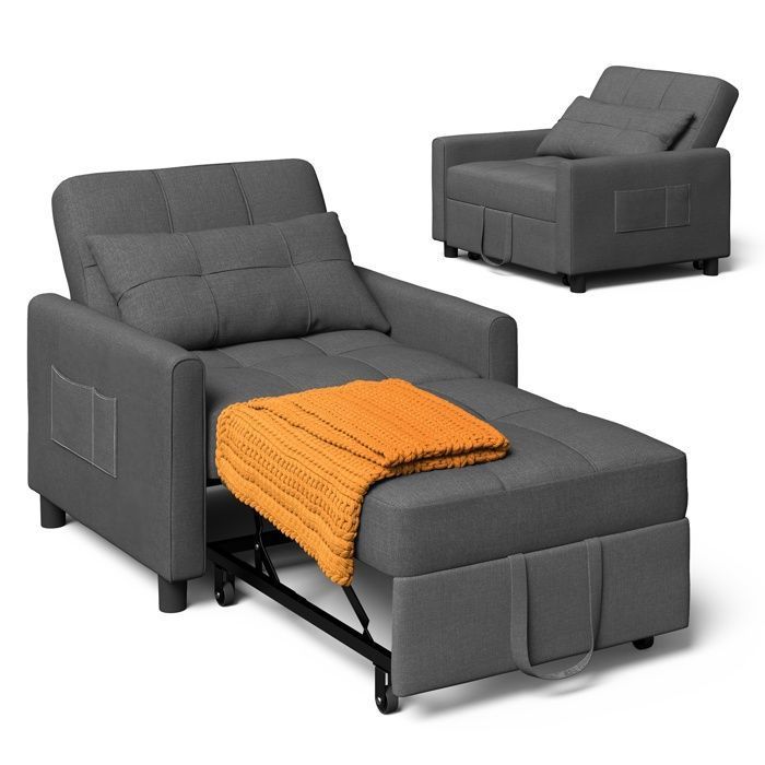 Canape Convertible Xbro Canapé Lit 1 Place - Fauteuil - Chaise Longue - Coussin - Réglable - Rangement - Roues - Pliante