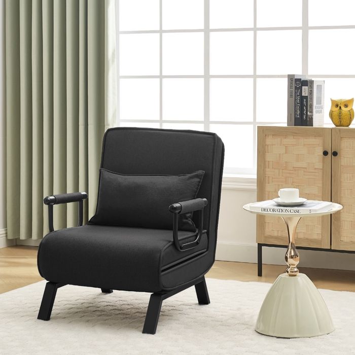 Fauteuil WOLTU - Canapé Lit Convertible 3 en 1 - Dossier Réglable en 5 Positions - Noir