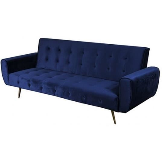 WEBER INDUSTRIES Canapé lit Odin convertible velours Bleu