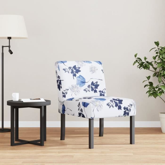 Fauteuil sans accoudoirs bleu tissu avec fleurs 352461