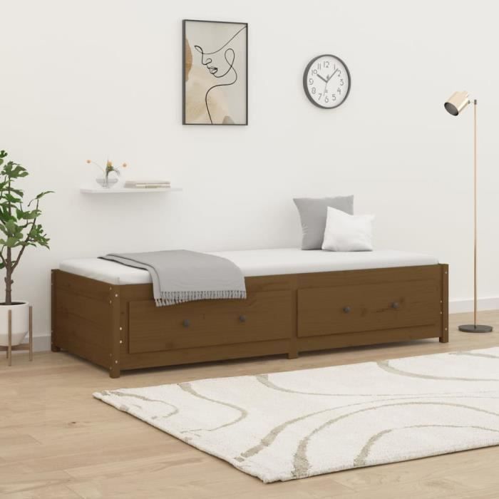 Lit de jour Marron miel 75x190 cm Bois de pin massif821602