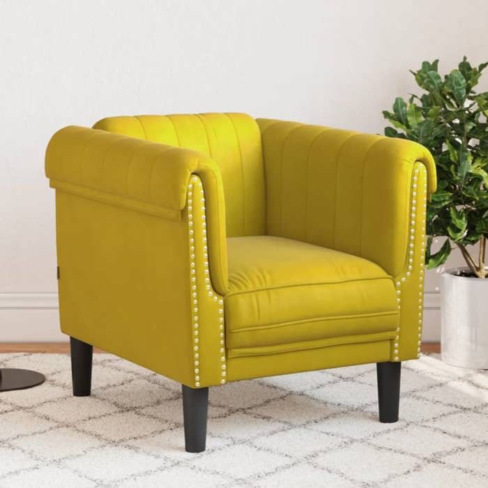 Fauteuil, Chaise de Relaxation avec Accoudoirs et Dossier, Canapé de Salon Salle de Séjour Intérieur, Moderne, Jaune 372571