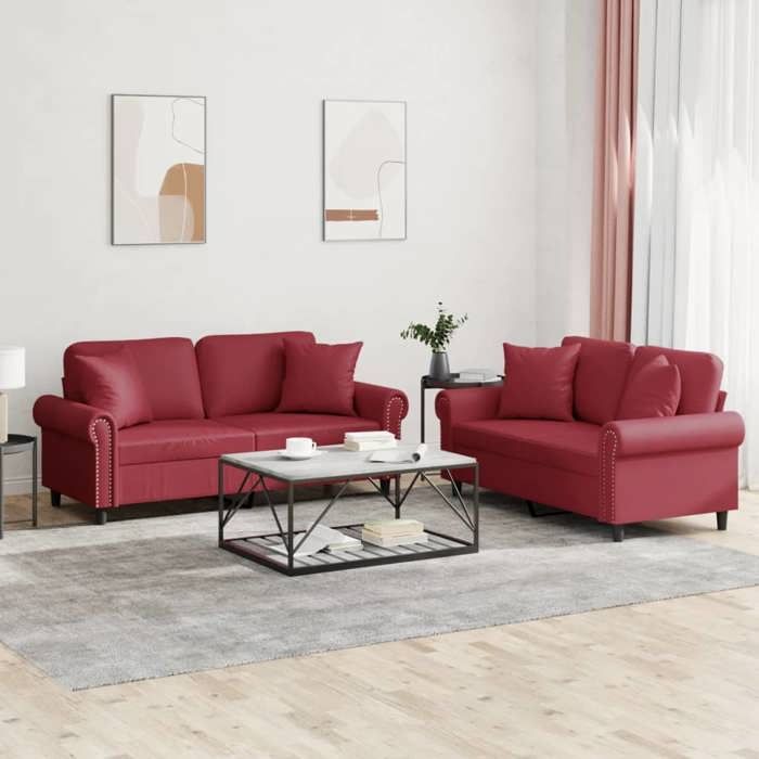 Ensemble de Canapés avec Coussins 2 pcs, Canapés avec Accoudoirs, Ensemble de Meubles, Mobilier de Salon, Moderne, 3202163