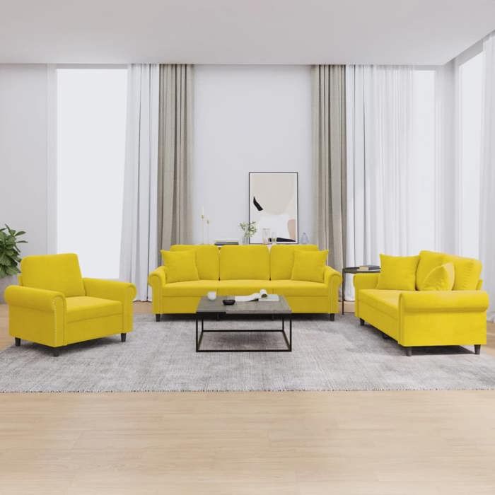 Ensemble de Canapés avec Coussins 3 pcs, Canapés avec Accoudoirs, Ensemble de Meubles, Mobilier de Salon, Moderne, 3202196