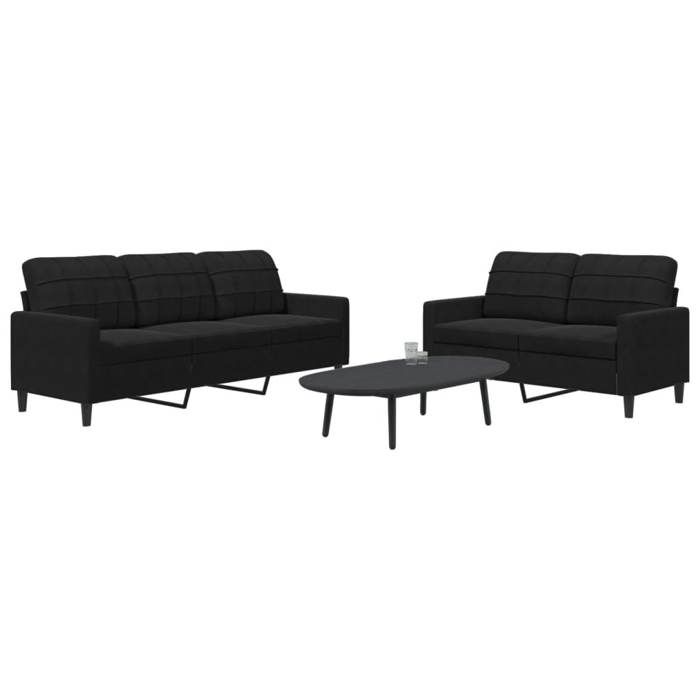 Ensemble de canapés 2 pcs avec coussins Noir Velours, canapé, siège de canapé, canapé relax, canapé confort, chaise 3278396