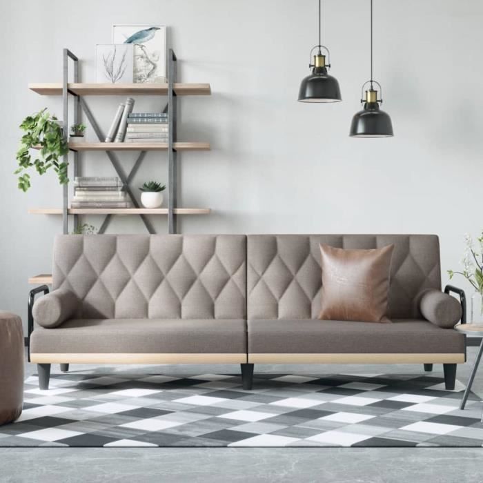 Canapé-lit avec accoudoirs taupe tissu 351942