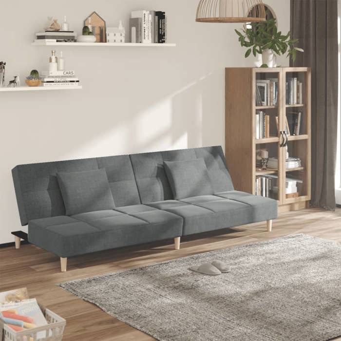 Canapé-lit à 2 places avec deux oreillers Gris foncé Tissu 375793
