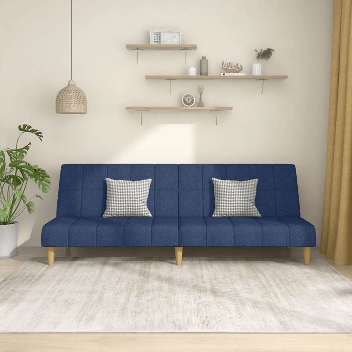 Canapé-lit à 2 places bleu tissu 375830
