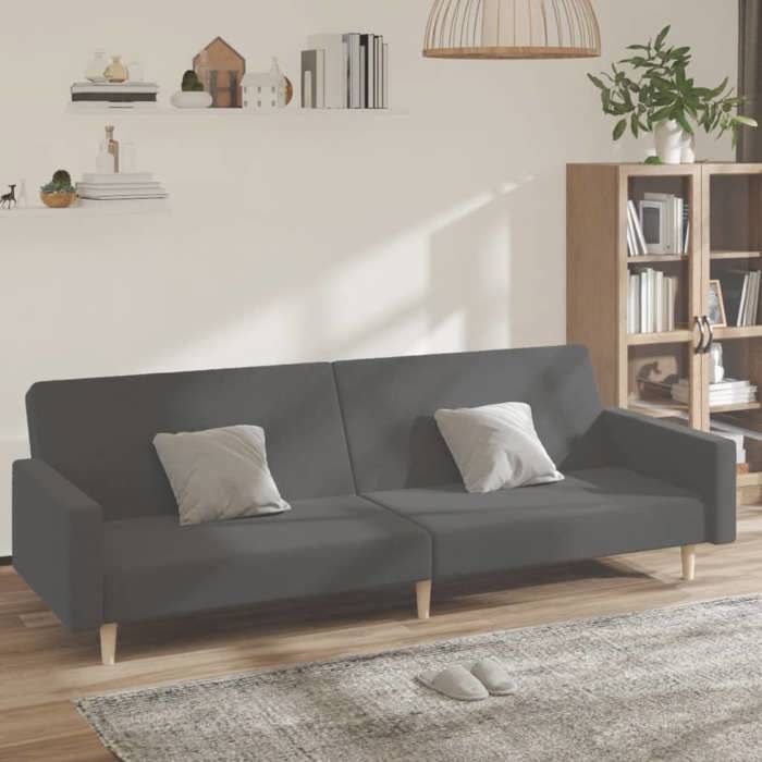 Canapé-lit à 2 places gris clair tissu 375727