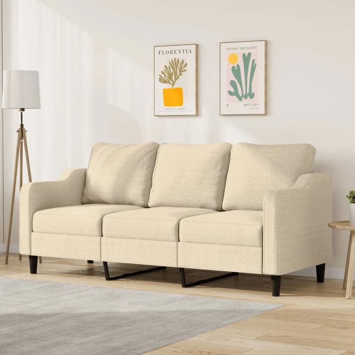Canapé à 3 places Crème 180 cm Tissu 359369