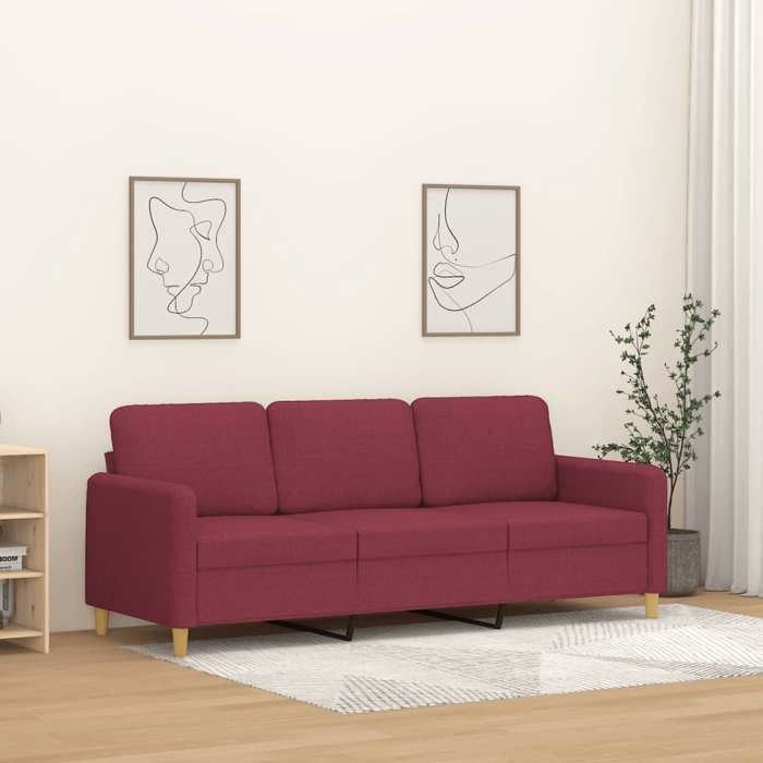 Canapé à 3 places Rouge bordeaux 180 cm Tissu 359492