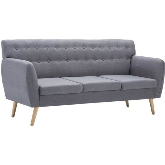 Canapé à 3 places Revêtement en tissu 172x70x82 cm Gris clair