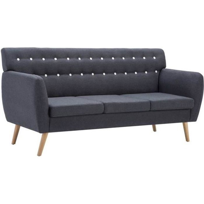 Canapé à 3 places Revêtement en tissu 172x70x82 cm Gris foncé 247125