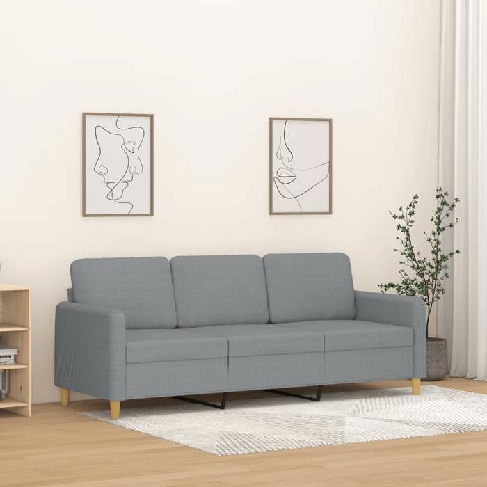 Canapé à 3 places Gris clair 180 cm Tissu 359486