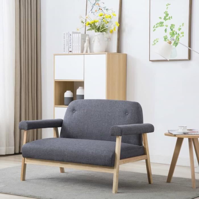 Canapé à 2 places Tissu Gris foncé 246646