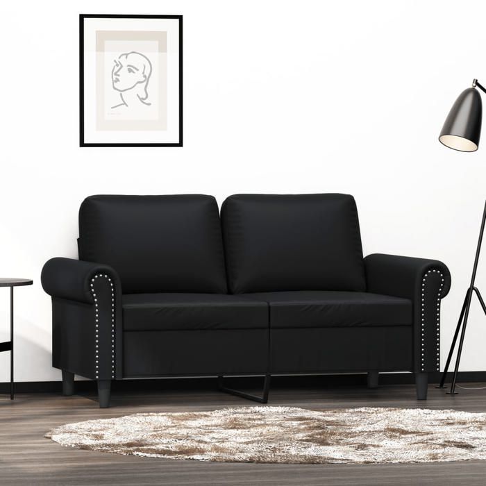 Canapé à 2 places Noir 120 cm Similicuir 359499