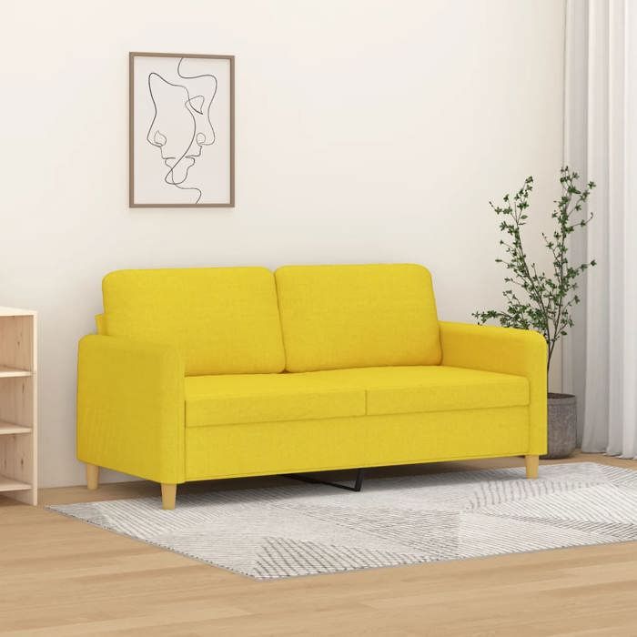Canapé à 2 places Jaune clair 140 cm Tissu 359483