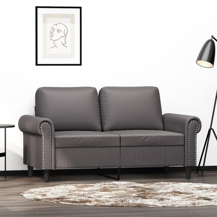 Canapé à 2 places Gris 120 cm Similicuir 359501