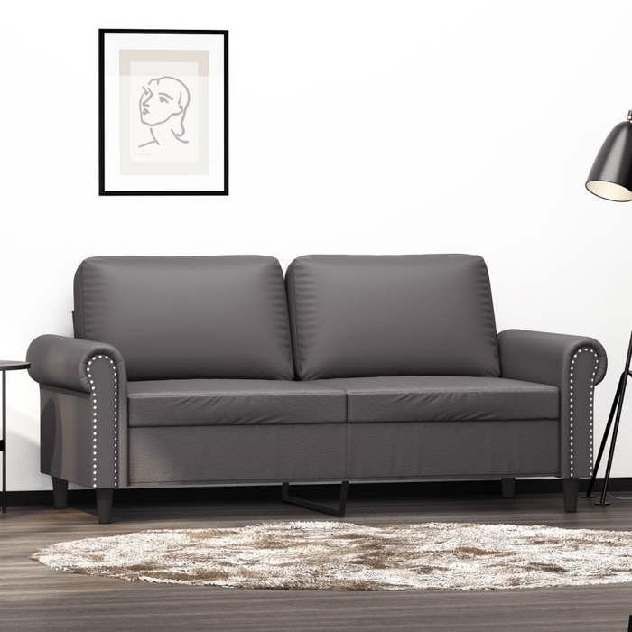 Canapé à 2 places Gris 140 cm Similicuir 359506