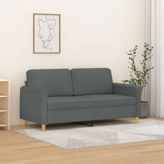Canapé à 2 places Gris foncé 140 cm Tissu 359479