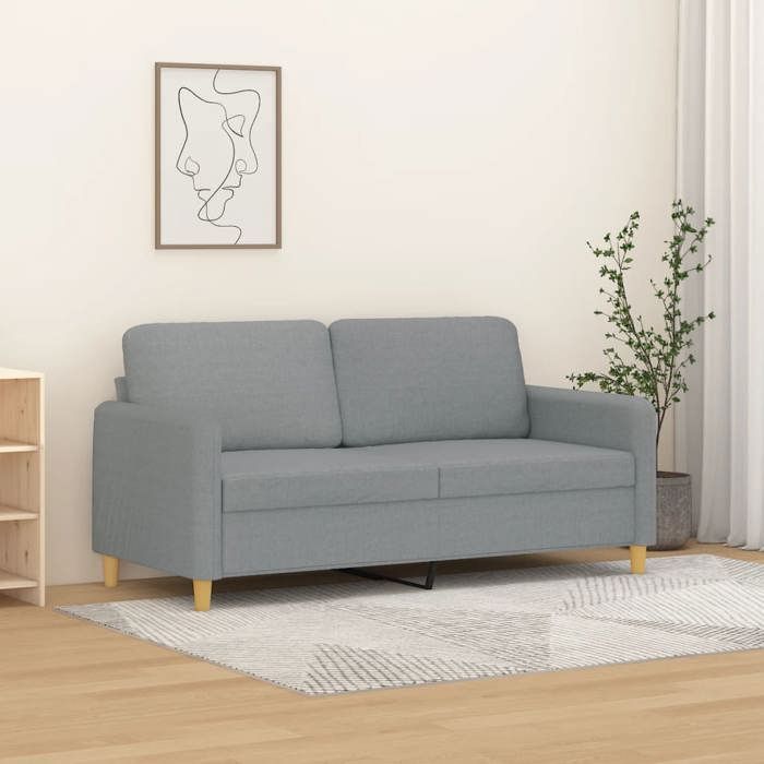 Canapé à 2 places Gris clair 140 cm Tissu 359478