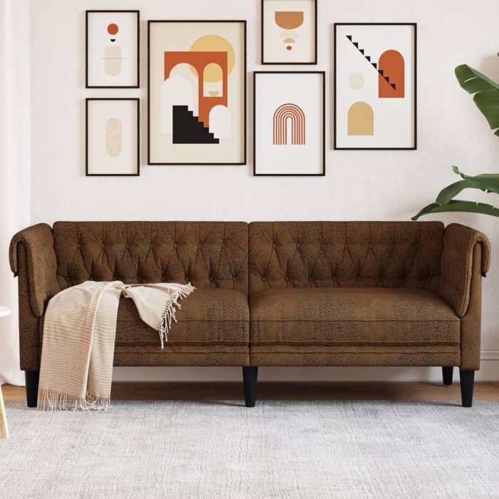 Canapé Chesterfield 3 Places, Chaise avec Accoudoirs et Dossier, Siège avec Pieds, Fauteuil TV de Salon, Moderne, 372564