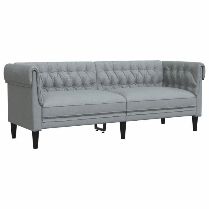 UU Canapé Chesterfield,3 places,Canapé à Salon moderne gris clair tissu,201,5x74,5x74,5 cm CHY7055760