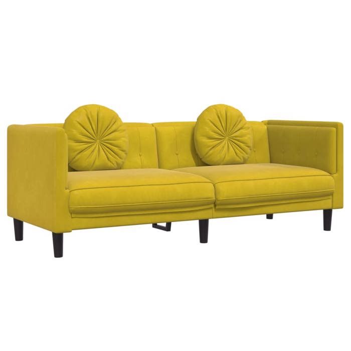 UU Canapé avec coussins 3 places jaune velours,193,5x77x70 cm CHY1480669
