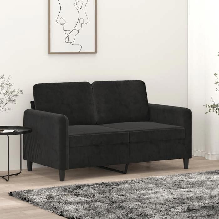 SWEET Canapé relax - Canapé à 2 places - Noir 120 cm Velours 25897248