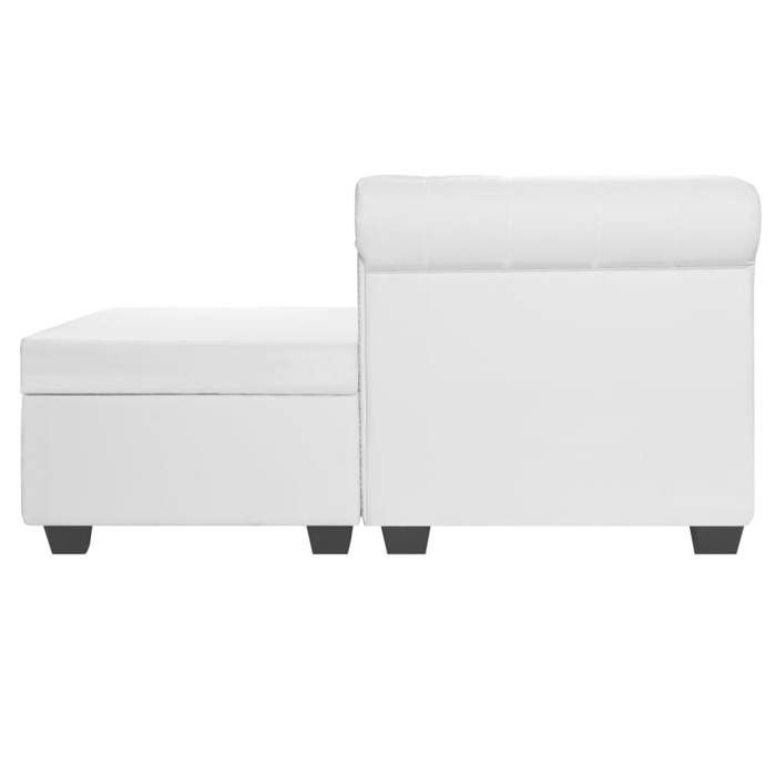 Sofa droit fixe - Clic Clac Canapé Chesterfield en forme de L cuir synthétique blanc CA4804420