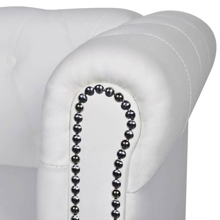 Sofa droit fixe - Clic Clac Canapé Chesterfield à 3 places - NEUF - cuir synthétique blanc  CA4498955