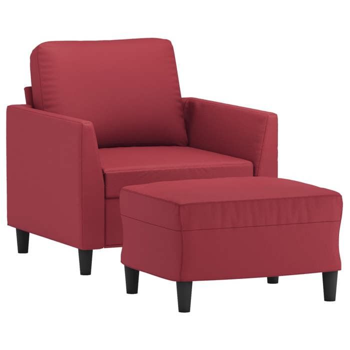 Sofa droit fixe - Clic Clac Sofa simple avec repose-pied Rouge bordeaux 60 cm Similicuir CA8432082