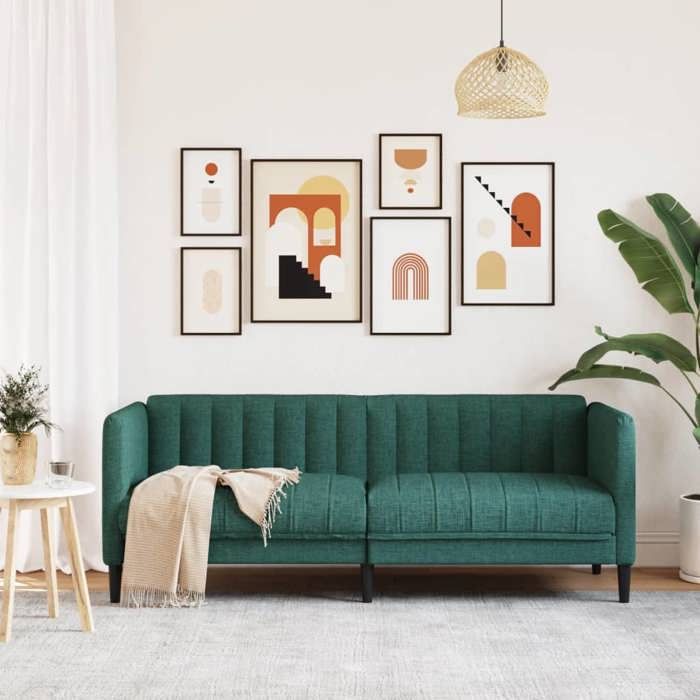 Sofa droit fixe - Clic Clac Canapé 2 places vert foncé tissu CA1787041