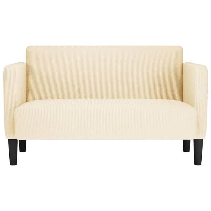 Sofa droit fixe - Clic Clac Canapé causeuse crème 109 cm tissu velours côtelé CA7574373