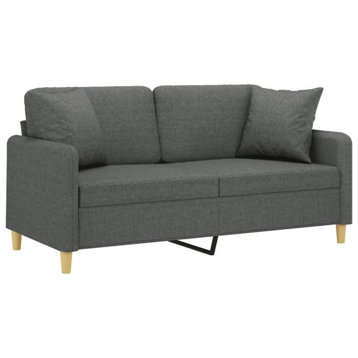 Sofa droit fixe - Clic Clac Canapé 2 places avec oreillers gris foncé 140 cm tissu CA1524237