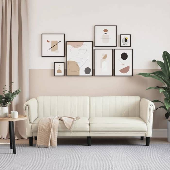 Sofa droit fixe - Clic Clac Canapé à 3 places - NEUF - crème velours CA3402152