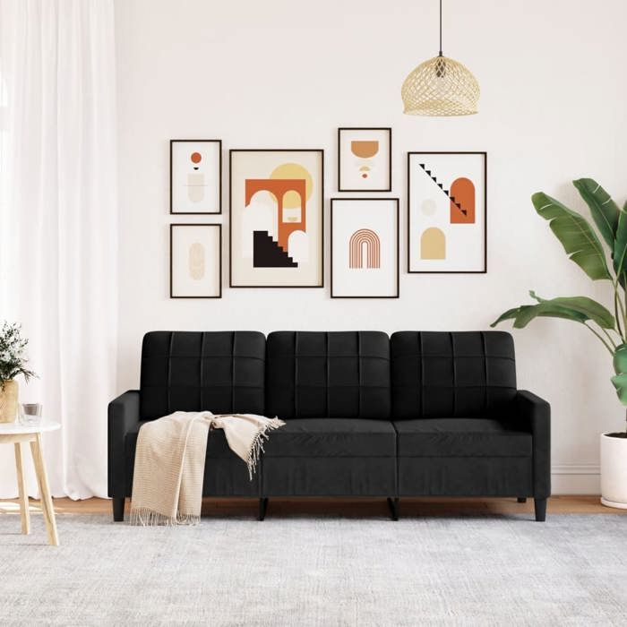 Sofa droit fixe - Clic Clac Canapé à 3 places - NEUF - Noir 180 cm Velours CA8081271